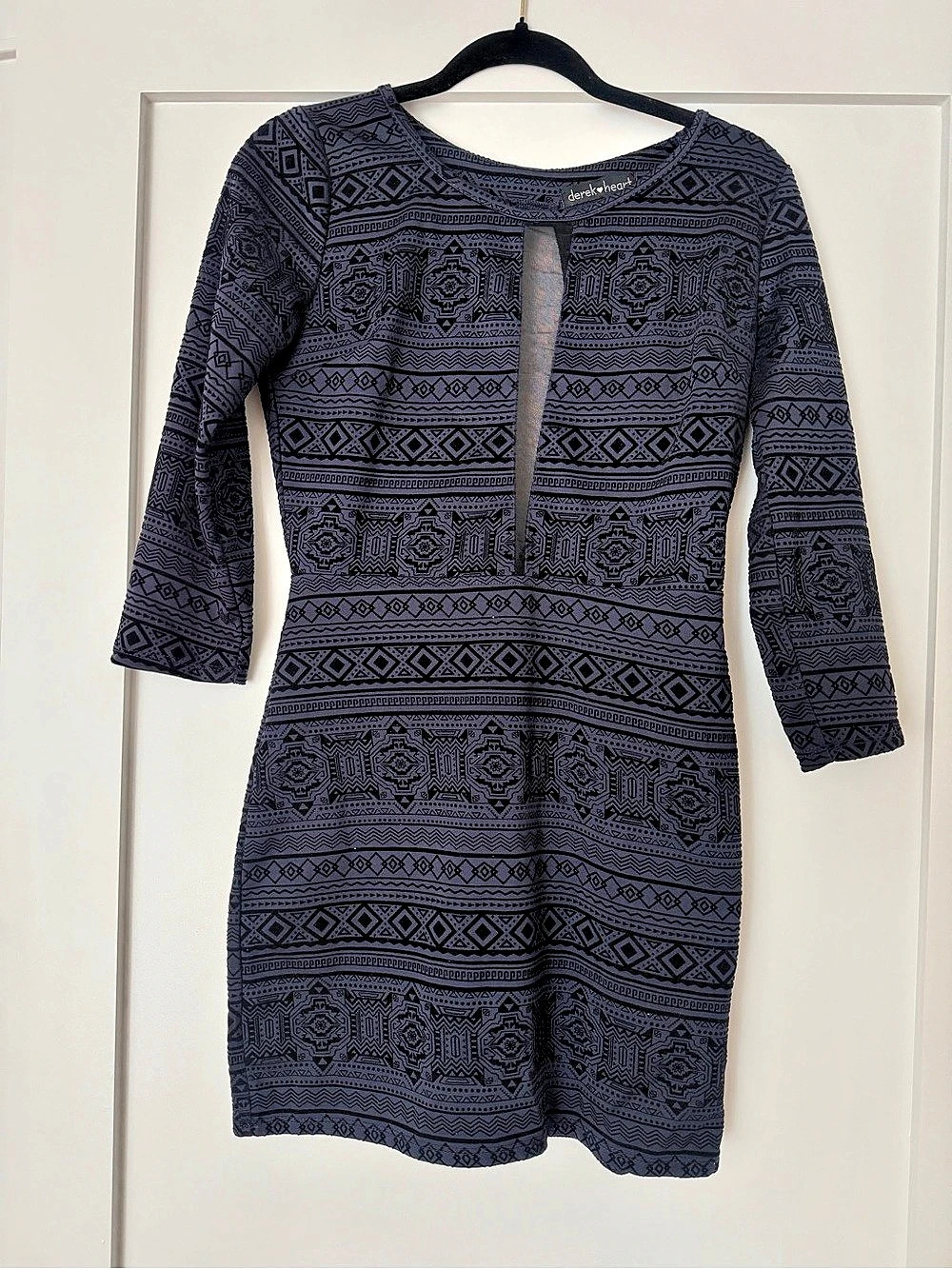 Derek Heart Geometric Open Back Bodycon Mini Dress M